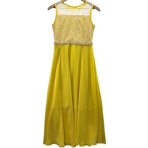 Sunny Fashion Girls Yellow Lace‎ Top Dress Party Special Occasion Size 14